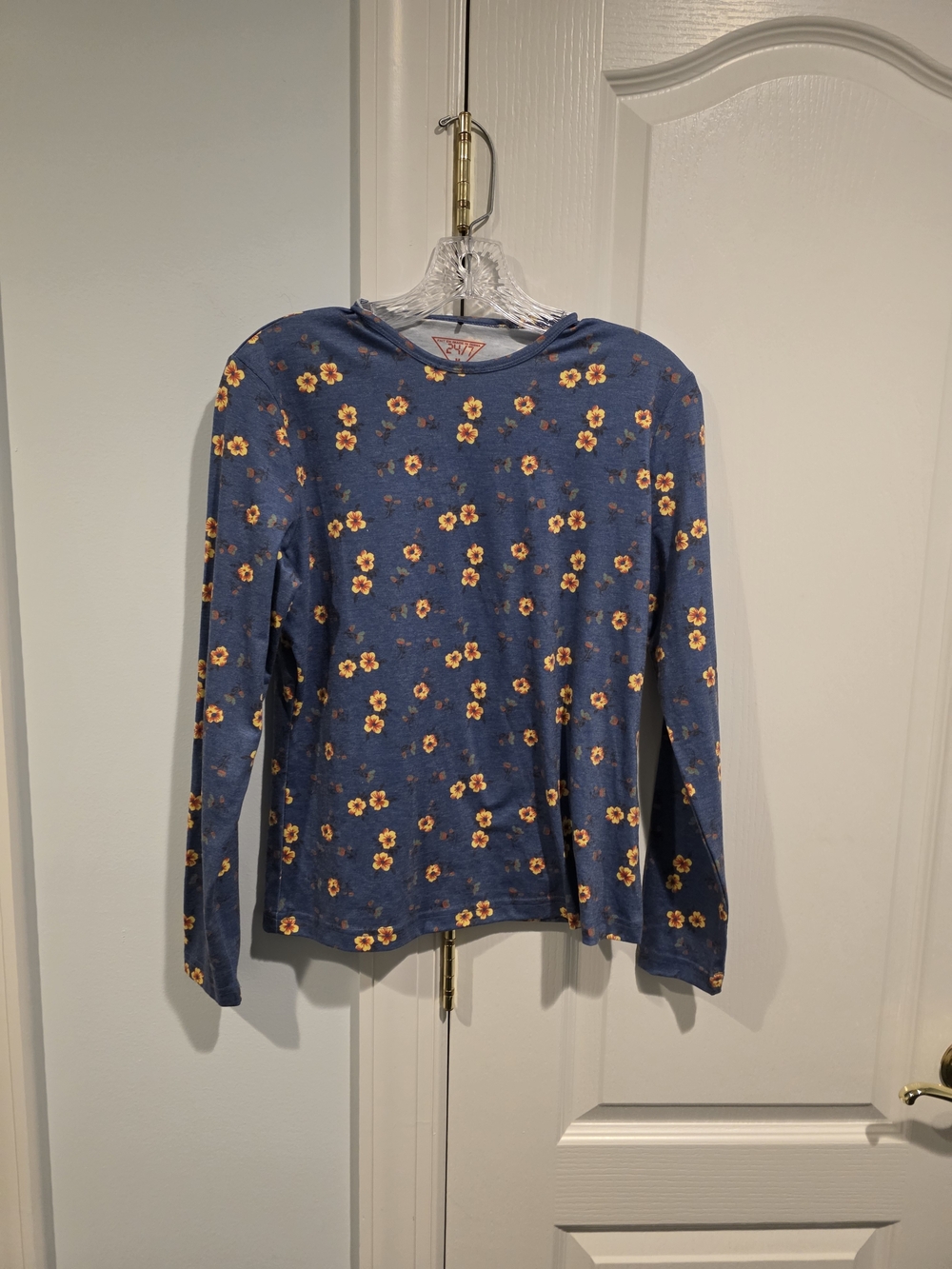 Ladies  Blue Floral Long-Sleeve Tee